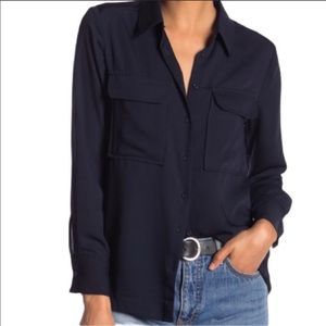 Elodie Navy pocket front button-down blouse -Size Medium